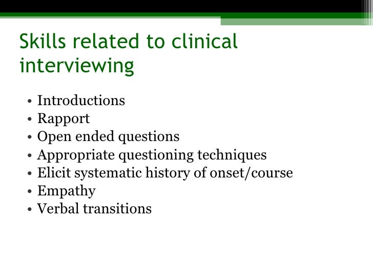 Facilitating learning of the clinical interview