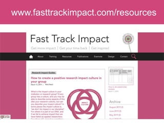 Facilitating research impact
