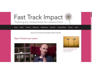 Facilitating research impact