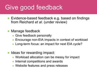 Facilitating research impact