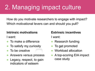 Facilitating research impact