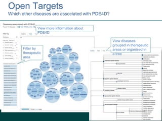 Open Targets
Which other diseases are associated with PDE4D?
View diseases
grouped in therapeutic
areas or organised in
a tree
View more information about
PDE4D
Filter by
therapeutic
area
 