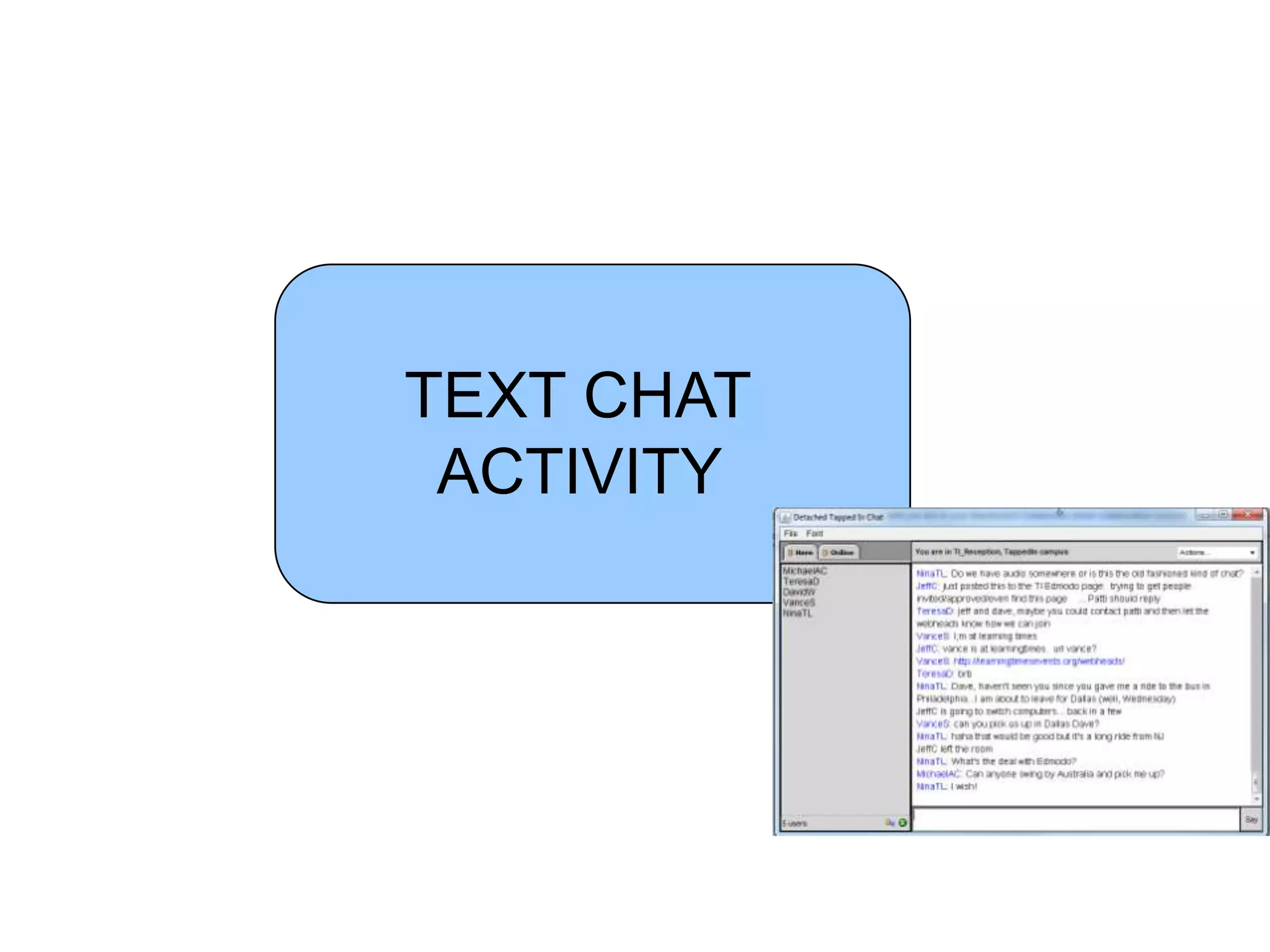 TEXT CHAT
 ACTIVITY
 