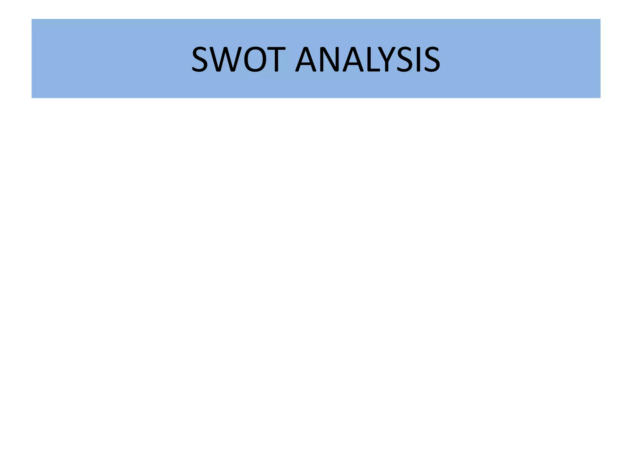 SWOT ANALYSIS
 