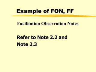 Example of FON, FF Facilitation Observation Notes Refer to Note 2.2 and  Note 2.3 