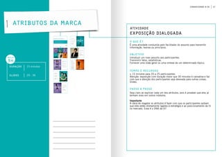 17conhecendo a oi
Atividade
exposição dialogada
o que é?
objetivo
Tempo e Recursos
É uma atividade conduzida pelo facilitador do assunto para transmitir
informação, teorias ou princípios.
Introduzir um novo assunto aos participantes.
Transmitir fatos, estatísticas.
Fornecer uma visão geral ou uma síntese de um determinado tópico.
± 15 minutos para 20 a 25 participantes.
Atenção: exposição com duração maior que 30 minutos é cansativa e faz
com que a atenção dos participantes seja desviada para outras coisas.
Slides.
passo a passo
Atributos da Marca
Seja claro ao explicar cada um dos atributos, pois é provável que eles já
tenham visto em outros módulos.
Importante
A ideia de resgatar os atributos é fazer com que os participantes saibam
que eles estão diretamente ligados à estratégia e ao posicionamento da Oi
no mercado. Esse é o DNA da Oi!
Duração 15 minutos
aula
3h
slides 29 - 36
 