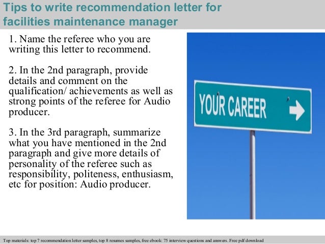 facilities maintenance manager recommendation letter letter of recommendation for maintenance