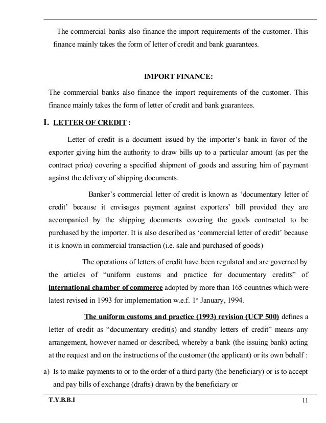 Commercial Letter Of Credit Back Presentations Parties To Letter