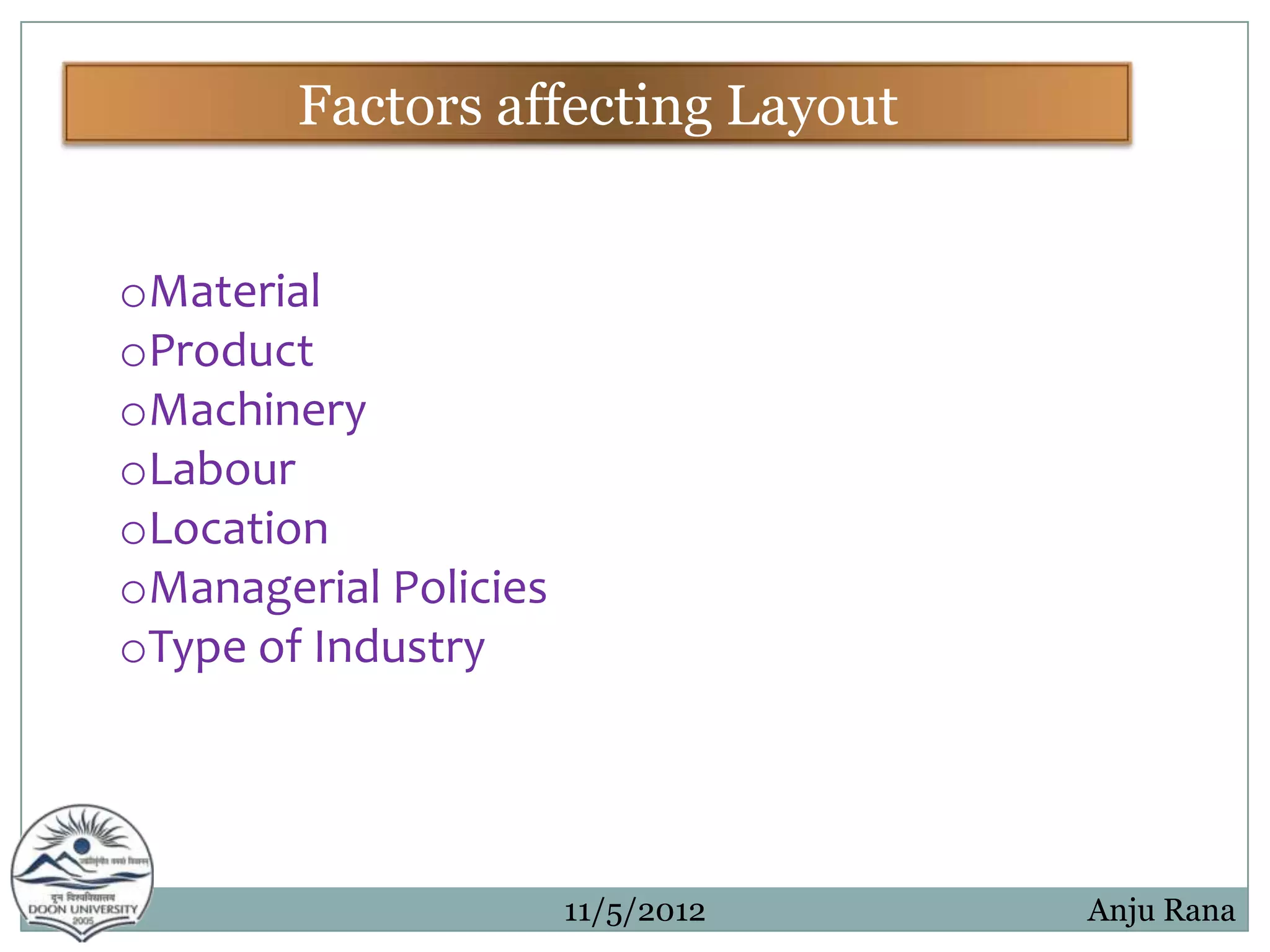 Facility layout ppt | PPTX
