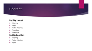 Facility location and layout | PPTX