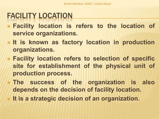 Facility location and layout planning | PPTX