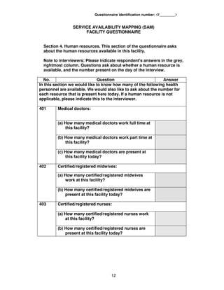 Facility questionnaire nigeria | PDF