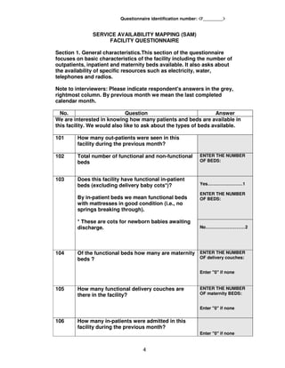 Previas Questionnaire.pdf Facility questionnaire nigeria | PDF