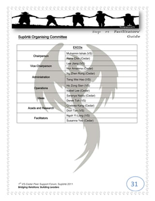 To allow the participants to have synergy in diversity by putting aside their differences and work together48133030480Spin Spin Polo!<br />Venue:Indoor Sports HallWet Weather:N.A.Duration:15 minsLogistics:Masking tape, pole, polo sweets, plastic container, flour<br />How to play: <br />The group is to line up in one line