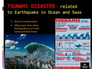 TSUNAMI DISASTER- related
to Earthquake in Ocean and Seas
 Occur in coastal areas
 After some time when
Earthquake occur in the
ocean and Seas Areas
 