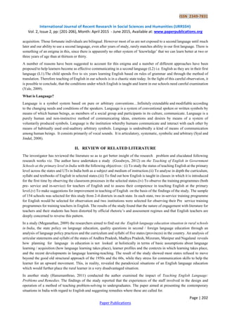 Facing Problems & Changing Strategies in Teaching of English at ...
