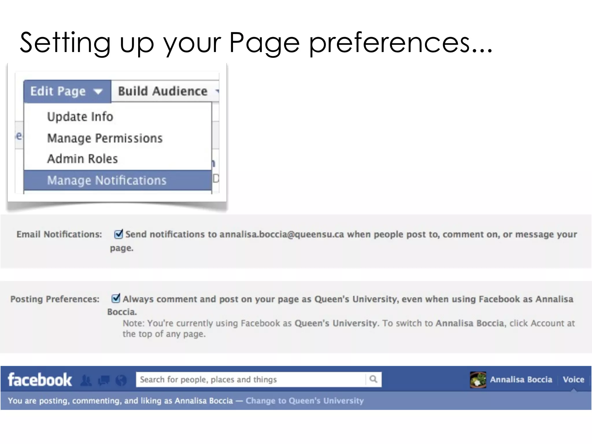 Setting up your Page preferences...
 
