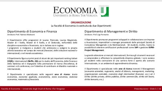 Facoltà Di Economia Università Di Roma Tor Vergata