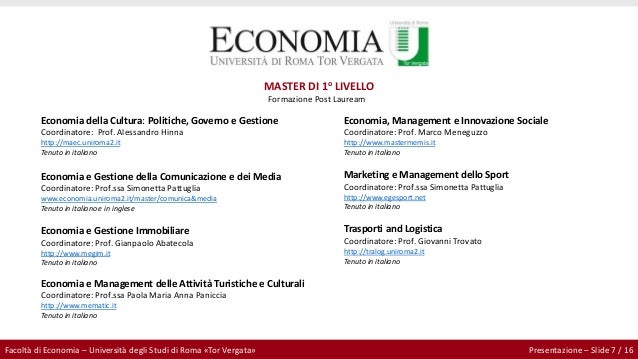 Economia E Management Tor Vergata Magistrale