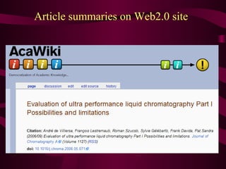 Article summaries on Web2.0 site
 