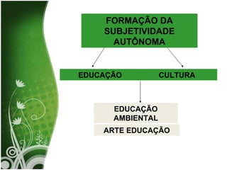 FORMAÇÃO DA SUBJETIVIDADE AUTÔNOMA EDUCAÇÃO CULTURA EDUCAÇÃO AMBIENTAL ARTE EDUCAÇÃO 