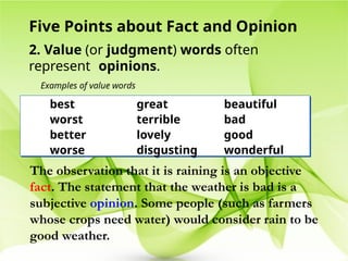 Fact or Opinion Lesson Presentation Powerpoint | PPTX