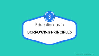 BORROWING PRINCIPLES
Education Loan
3
National Centre for Financial Education | 39
 