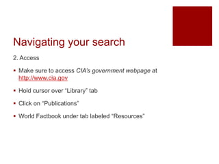 How to Use the CIA World Factbook | PPTX