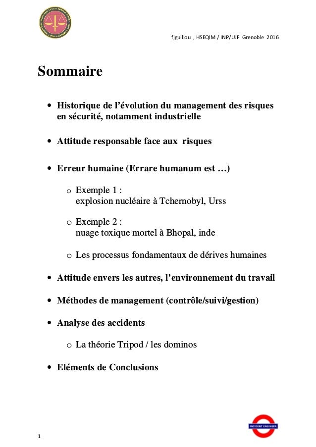 Facteurs Humains En Securite Industrielle