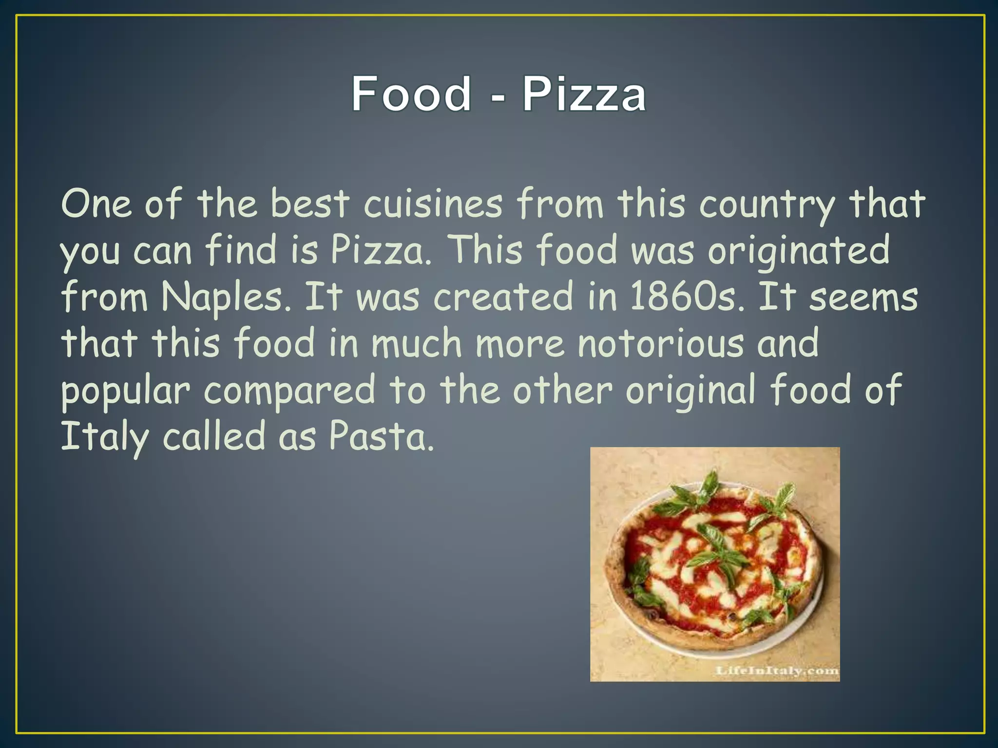 Fact File About Italy Ppt