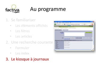 Les articlesUne recherche couranteFormuler