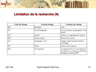 Limitation de la recherche (4) 