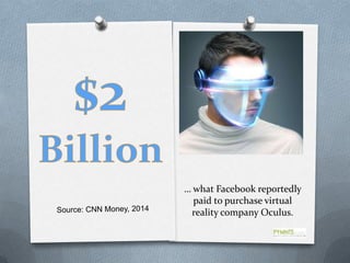 … what Facebook reportedly
paid to purchase virtual
reality company Oculus.
 