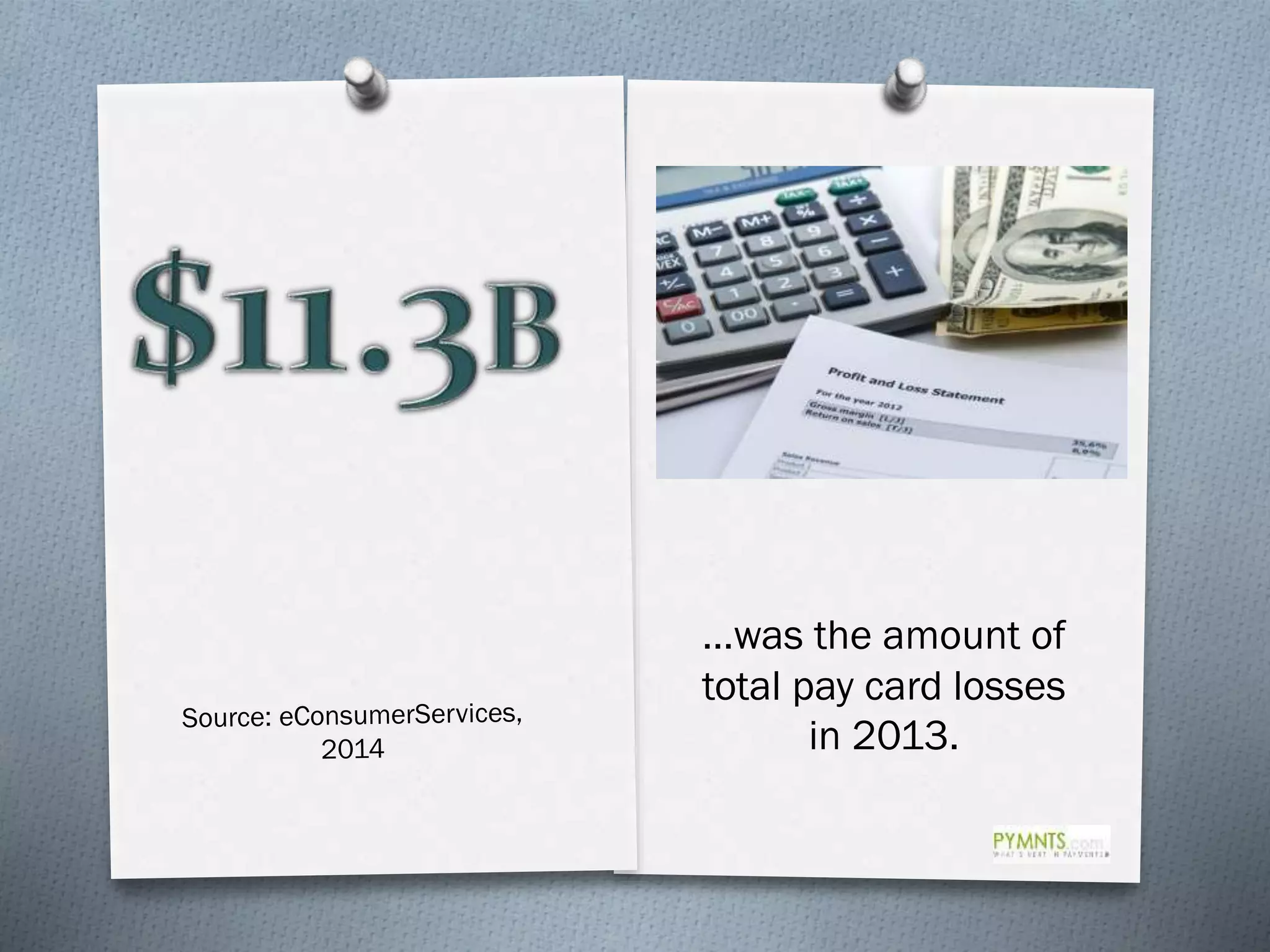 …was the amount of
total pay card losses
in 2013.
 