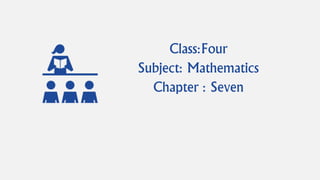 Class:Four
Subject: Mathematics
Chapter : Seven
 