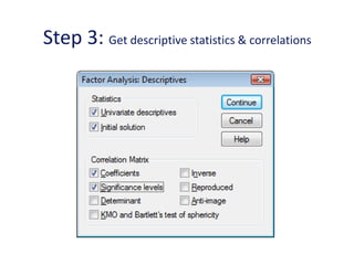 Step 3: Get descriptive statistics & correlations
 