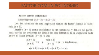 FACTOR COMUN POLINOMIO
 