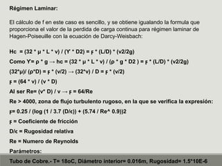Factor de friccion en tuberias | PPTX