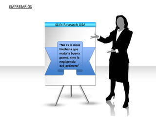 EMPRESARIOS4Life Research USA “No es la mala hierba la que mata la buena grama, sino la negligencia del jardinero”