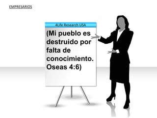 EMPRESARIOS4Life Research USA (Mi pueblo es destruido por falta de conocimiento. Oseas 4:6)