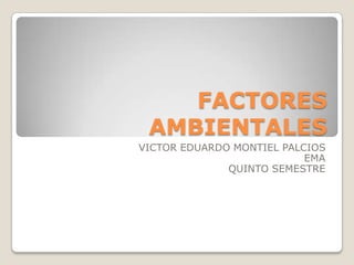 FACTORES
 AMBIENTALES
VICTOR EDUARDO MONTIEL PALCIOS
                           EMA
              QUINTO SEMESTRE
 