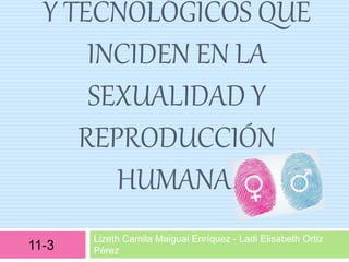 Y TECNOLÓGICOS QUE
INCIDEN EN LA
SEXUALIDAD Y
REPRODUCCIÓN
HUMANA.
Lizeth Camila Maigual Enríquez - Ladi Elisabeth Ortiz
Pérez11-3
 