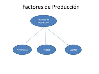 Factores de Producción
             Factores de
             Factores de
             Producción
             Producción




Naturaleza       Trabajo   Capital
 