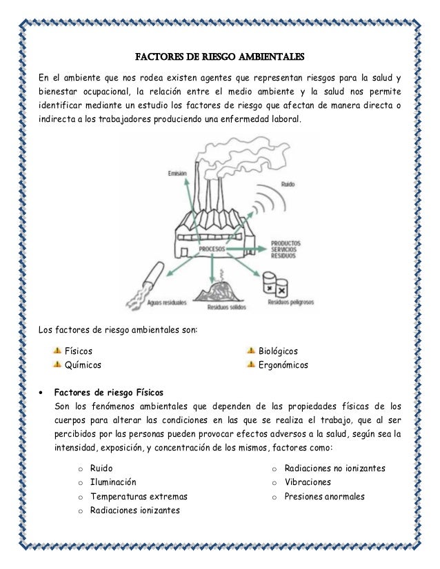 Factores de riesgo ambientales Factores de riesgo ambientales