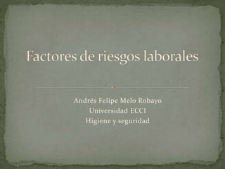 Andrés Felipe Melo Robayo
Universidad ECCI
Higiene y seguridad
 