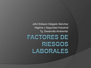 John Edisson Delgado Sánchez
Higiene y Seguridad Industrial
Tg. Desarrollo Ambiental.
 