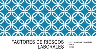 FACTORES DE RIESGOS
LABORALES
LEIDY MARIANA GONZÁLEZ
MARÍN
45199
 