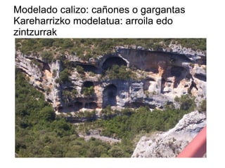 Modelado calizo: cañones o gargantas Kareharrizko modelatua: arroila edo zintzurrak 