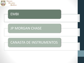 EMBI
JP MORGAN CHASE
CANASTA DE INSTRUMENTOS
 