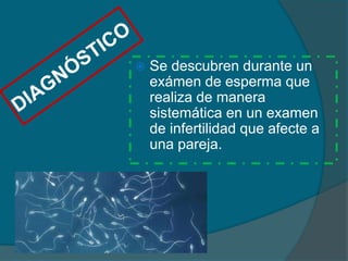  Se descubren durante un
exámen de esperma que
realiza de manera
sistemática en un examen
de infertilidad que afecte a
una pareja.
 